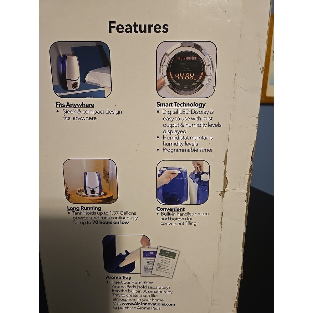 Air‎ Innovations Aromatherapy Humidifier Clean Mist Smart Humidifier - Picture 8 of 13